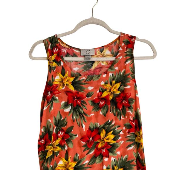 Vintage 80s Pink Yellow Hawaiian Floral Flowing Rayon Sheath Sundress Sz Medium - Picture 5 of 16